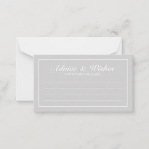 Elegant Grey and White Wedding Advice and Wishes Card