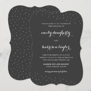 Elegant Grey and White with Delicate Dots Wedding Invitation