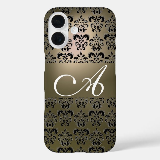 ELEGANT GREY BLACK DAMASK MONOGRAM Case-Mate iPhone CASE (Back)