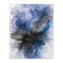 Elegant Grey & Blue Abstract Flower