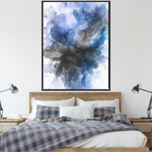 Elegant Grey & Blue Abstract Flower