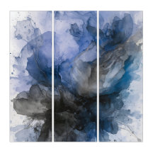 Elegant Grey & Blue Abstract Flower
