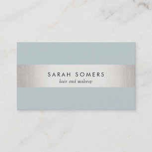 Elegant Grey Blue Modern FAUX Silver Striped Business Card