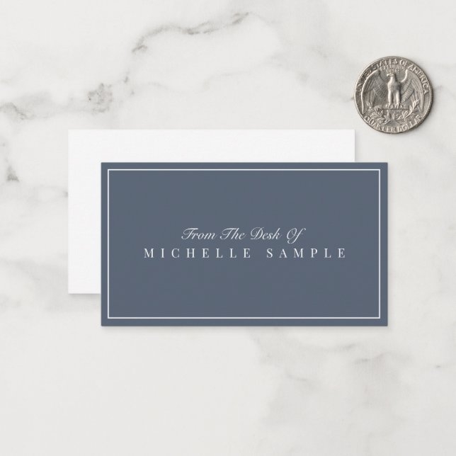 Elegant Grey Blue Modern Personalized Office Name Card (Front/Back In Situ)