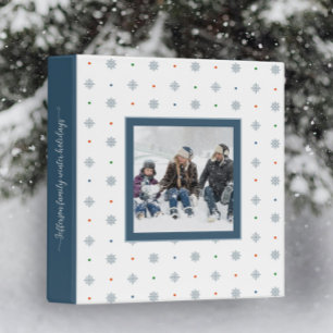 Elegant grey blue snowflakes custom photo binder