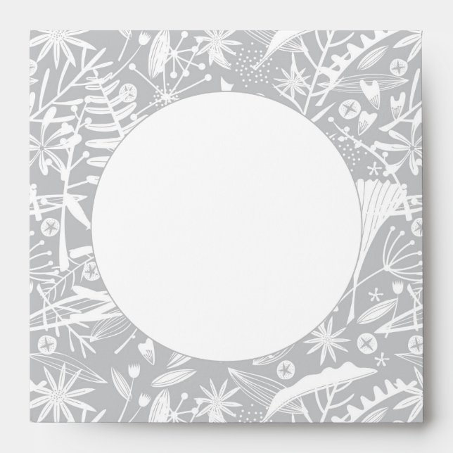 Elegant Grey Botanical Silhouette Floral Envelope (Front)