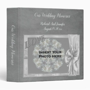 Elegant Grey Bow Frame Personalized Wedding Photo Binder