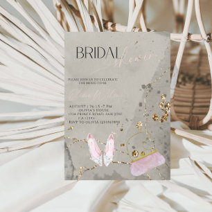 Elegant Grey Bridal Shower - Modern Chic Script  Invitation