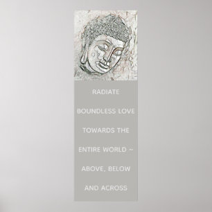 Elegant Grey Buddha Portrait Inspirational Quote Poster