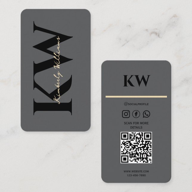 Elegant Grey Business Card – Custom Name & Contact (Front/Back)
