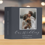 Elegant Grey Calligraphy Photo Our Wedding Album Binder<br><div class="desc">Elegant Calligraphy Dark Grey Custom Photo Frame Our Wedding Album</div>