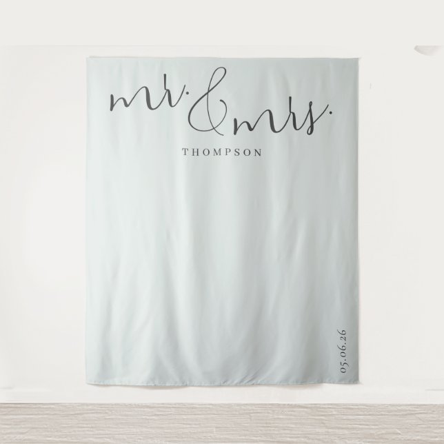 Elegant Grey Calligraphy Tapestry (Front)