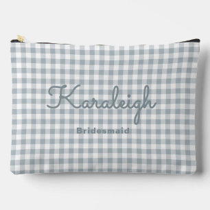 Elegant Grey Chequered Bridesmaid Accessory Pouch