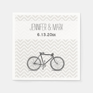 Elegant Grey Chevron Vintage Bicycle Wedding 2 Napkin