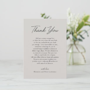 Elegant Grey Classic Wedding Thank You Card