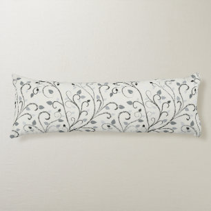 Elegant grey contrast leaf pattern body pillow