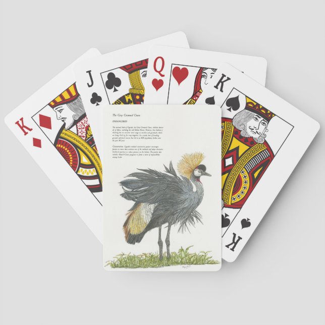  Elegant Grey Crowned Crane Playing Cards (Back)