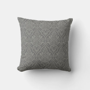 Elegant Grey damask-inspired patterned Throw Pillo Pillow