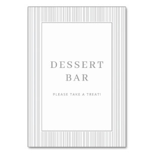 Elegant Grey Dessert Bar Sign Table Number