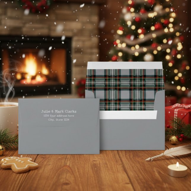 Elegant Grey Envelope with Tartan Liner (Creator Uploaded)