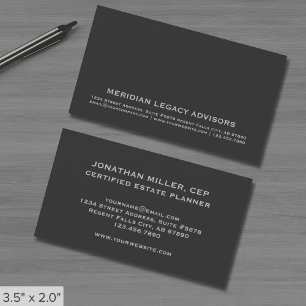 Elegant Grey Estate Planner Business Card