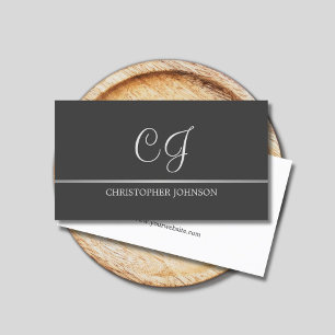 Elegant Grey Faux Silver Line Monogram Attorney Business Card
