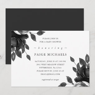Elegant Grey Floral Baby Shower Invitation