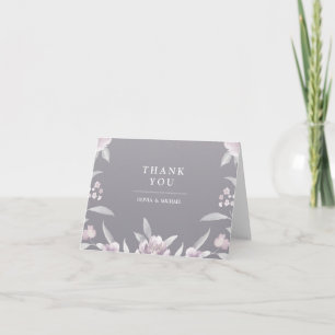 Elegant grey floral Chinoiserie thank you Card