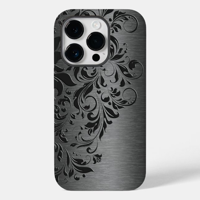 Elegant Grey Floral Lace On Grey Case-Mate iPhone Case (Back)
