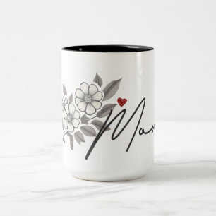 Elegant Grey Floral Mom Mug Gift