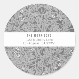 Elegant Grey Floral Return Address Label