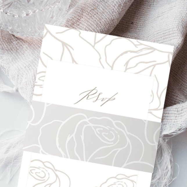 Elegant Grey Floral Wedding Invitation Belly Band (Creator Uploaded)