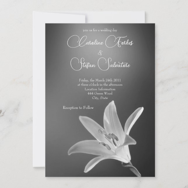 Elegant Grey Flower Wedding Day  Invitation (Front)