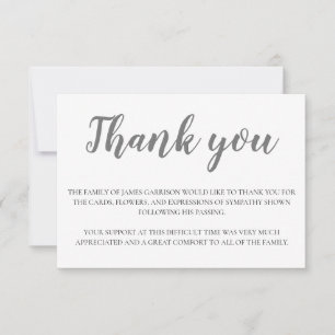 Elegant Grey Funeral Thank You Card