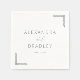 Elegant Grey Geometric Accents Napkin
