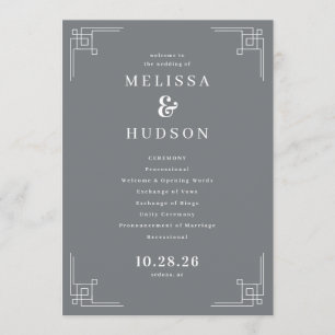 Elegant Grey Geometric Wedding Ceremony Program