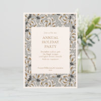 Elegant Grey Gold Botanical Office Holiday Party