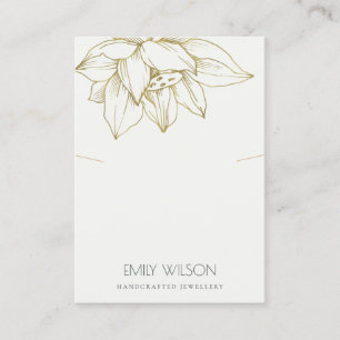 ELEGANT GREY GOLD LOTUS SIMPLE NECKLACE DISPLAY BUSINESS CARD