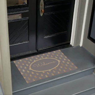 Elegant Grey & Gold Pineapple Personalized Doormat