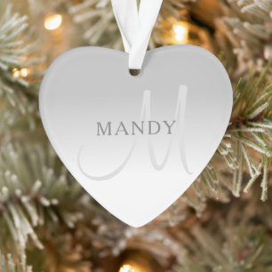 Elegant Grey Gradient Customizable Monogram Ornament