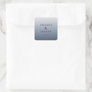 Elegant Grey Gradient Names Square Sticker