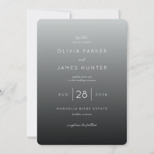 Elegant Grey Gradient Wedding Invitation