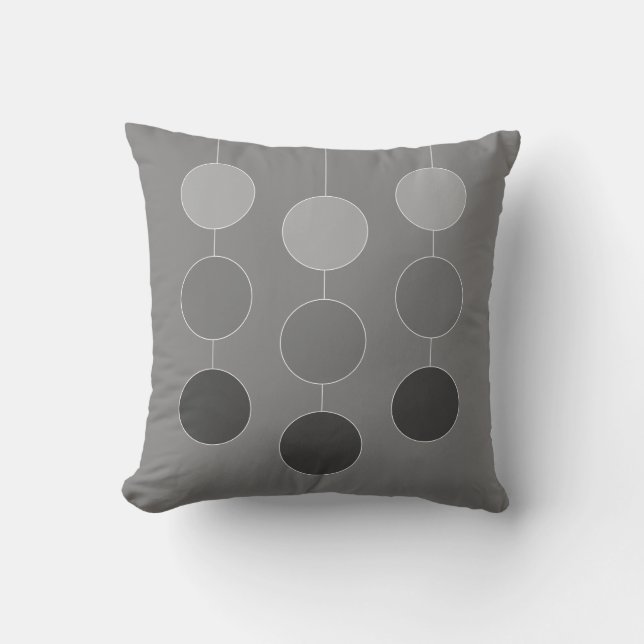Elegant Grey Hanging Circles Throw Pillow (Front)