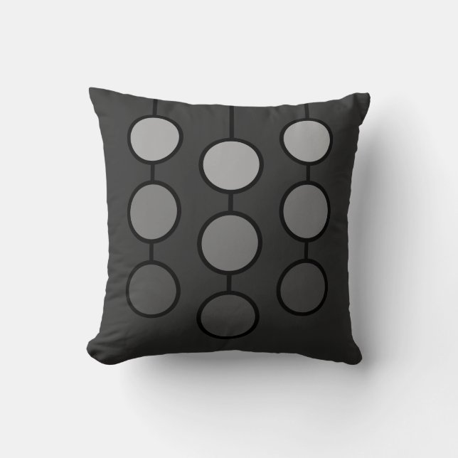 Elegant Grey Hanging Circles Throw Pillow (Front)