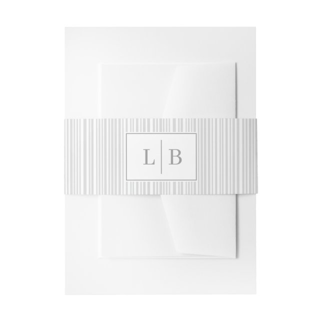 Elegant Grey Initials Invitation Belly Band (Front Example)