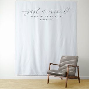 Elegant Grey Just Married Tapestry