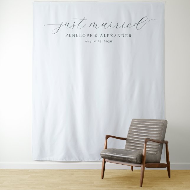 Elegant Grey Just Married Tapestry (In Situ)