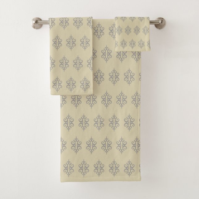 Elegant Grey Lace Bath Towels Set Gift (Insitu)