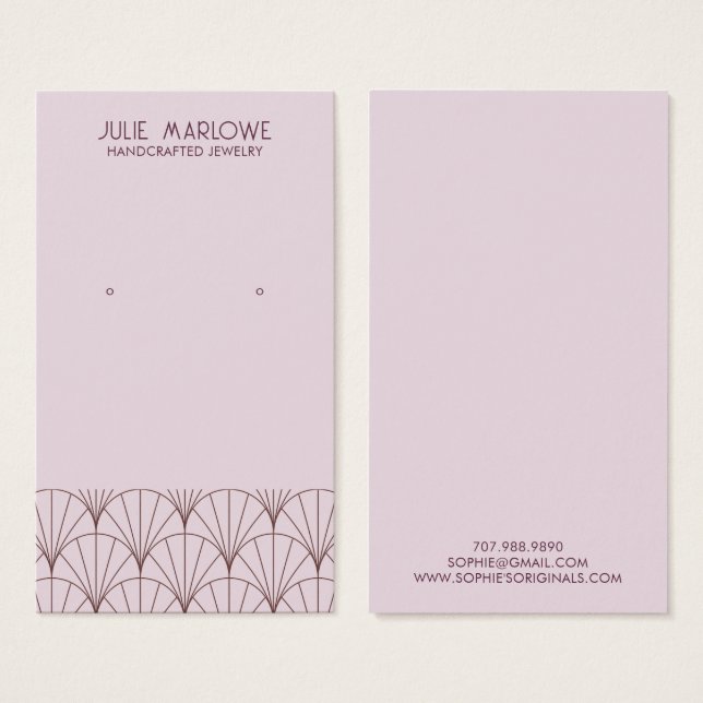 Elegant Grey Lavender Fan Pattern Earring Display  (Front & Back)