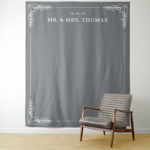 Elegant Grey Leaf Motions Tapestry